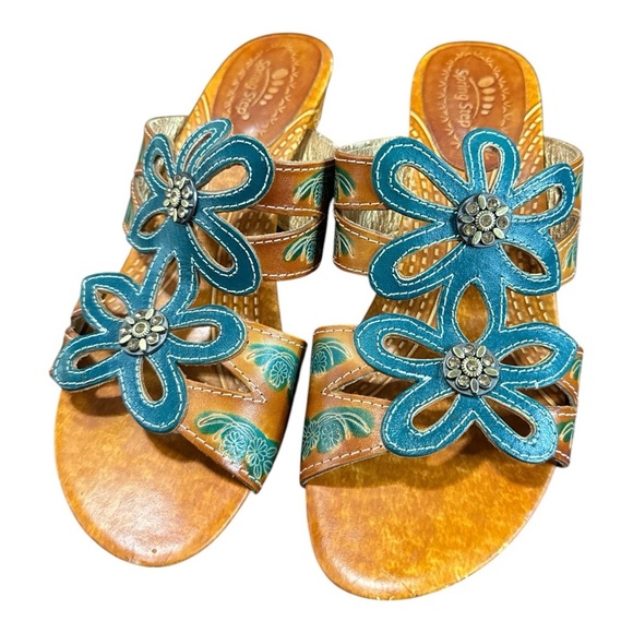 Spring Step Shoes - Women's Floral Embellished Sandals